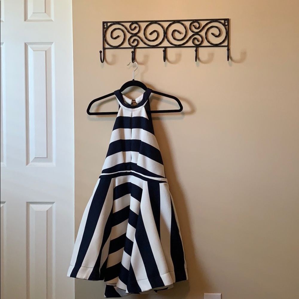 Blue and white dress